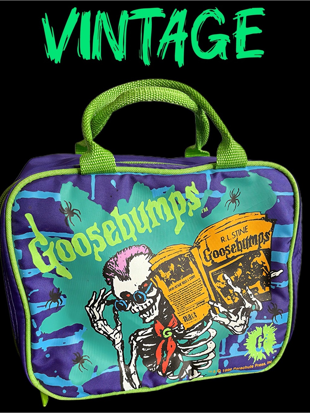 Vintage Aladdin 1996 Goosebumps Skeleton Insulated Lunch Bag - Picture 2 of 8